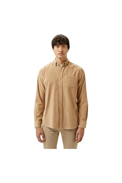 Lacoste Men's Regular Fit Button down Collar Beige Shirt Ch2537.02S