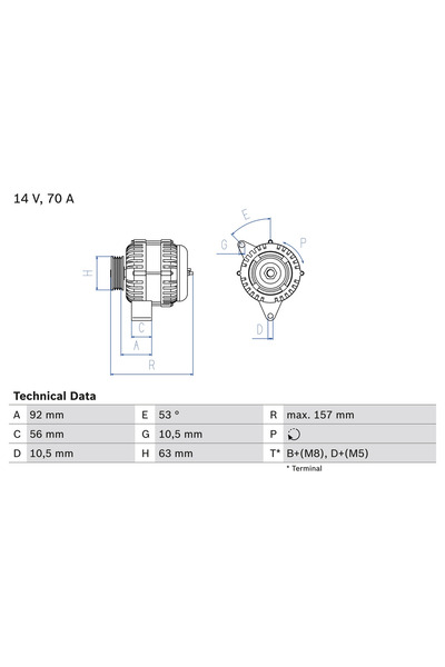Bosch Generator / Alternator Citroen Berlingo / Berlingo First Microbus/Xsara...