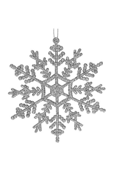 OEM Decoratiune brad fulg de zapada, set 3 bucati, 12cm, argintiu