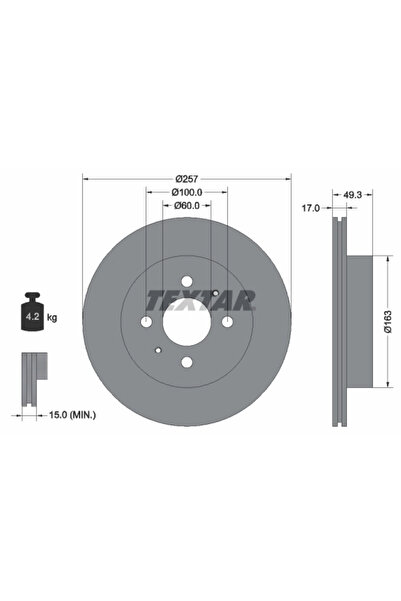 TEXTAR Дискови спирачки Chevrolet Cruze Holden Cruze
