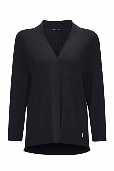 MISS DALIDA Arkası Örgü Motifli Hırkalı Siyah Takım