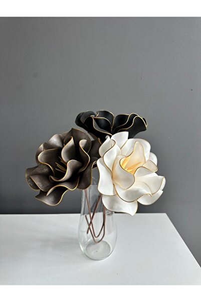 Luvienn El Yapımı Dekoratif Büyük 3 Adet Yapay Manolya Çok Renkli Vazo Çiçeği