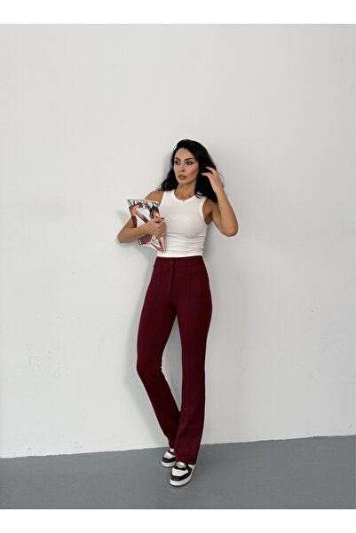 THIFF GYMWEAR Krep Kumaş Likralı Kadın Palazzo Pantolon 3'lü Set