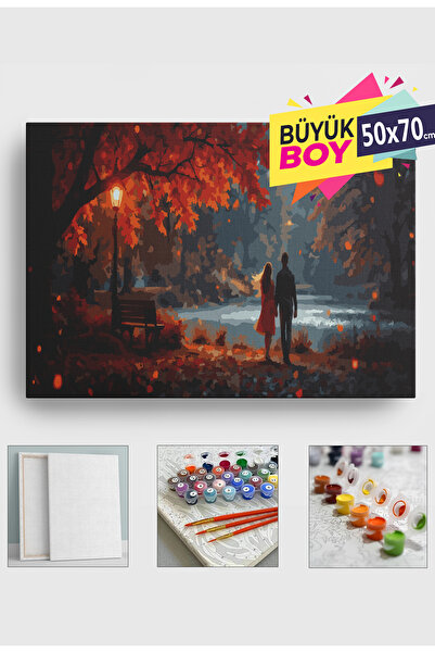 Corvo Sayılarla Boyama Seti Numaralı Tuval Fırça Boya Dahil Kasnaklı Set 50x7...