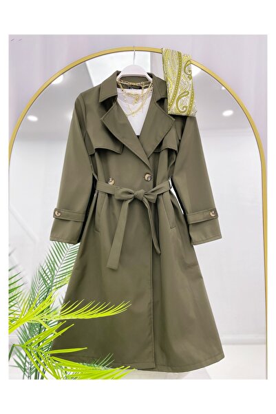 YEDİLALE Double Buttoned Long Trench Coat with Windproof [Unlined, 110 cm Medium]