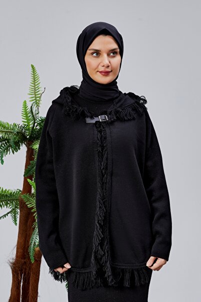 CNR TEKSTİL Tricot Jacket with Tassel Detail