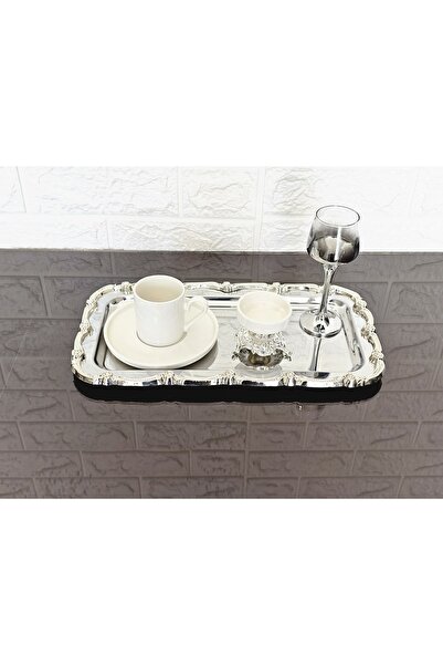 atabey home Single 1-Piece Full Silver Baton Presentation Tray