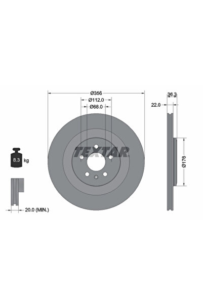 TEXTAR Спирачен диск Audi A6 C7/A7/A8 D4