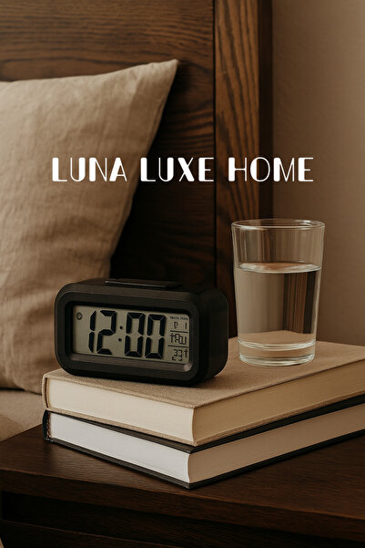 Luna Luxe Home Modern Tasarım LCD Ekranlı Termometreli ve Takvimli Dijital Al...