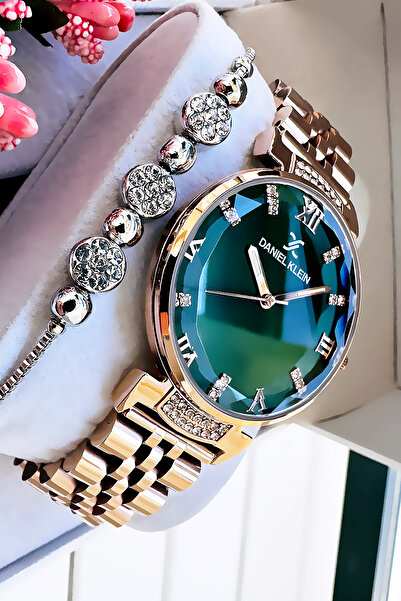 Daniel Klein Orijinal Kadın Kol Saati, Kesme Cam Su Geçirmez Rose Renk Çelik Kordon - Bileklik Hediye DKBY2050C6