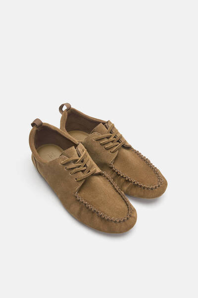 Pull & Bear Süet görünümlü düz deri ayakkabı