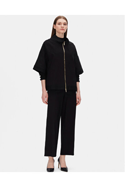 MISS DALIDA Dik Yaka Fermuarlı Siyah Ceket