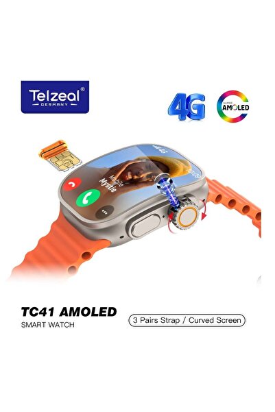 TELZEAL Smart Watch TC41 4G Sim Curved Screen