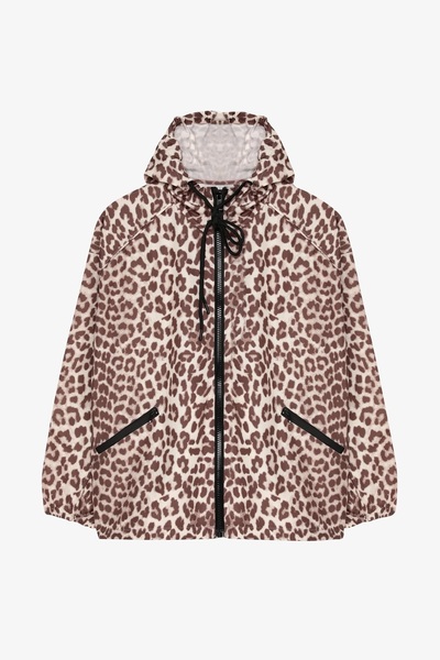 Quzu Patterned Hooded Raincoat Brown