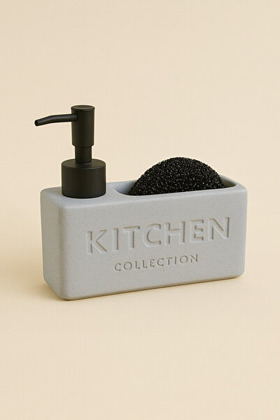 DailyHome Mutfak Deterjanlık ve Süngerlik Seti – Beton Görünümlü Sabunluk, Sı...