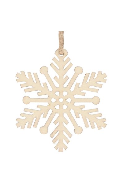 SERSIMO Decorațiune pentru brad cu fulgi de nea din lemn, set de 6 piese, maro