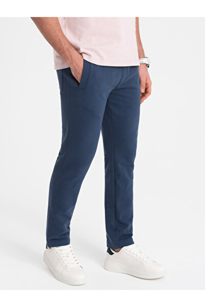 OMBRE Men's tracksuit with sock without pull-up - dark blue V4 OM-PABS-0206