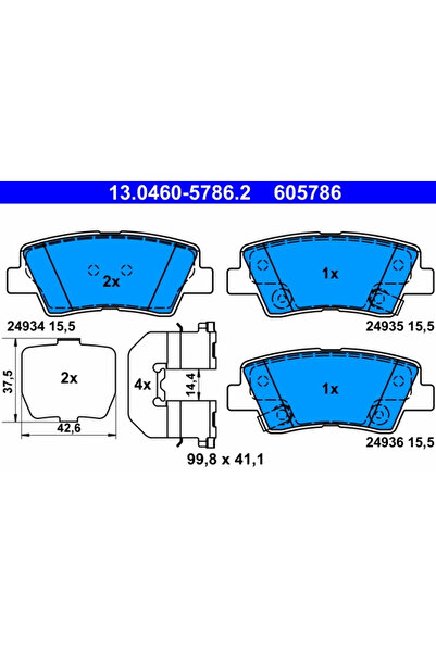 Ate Set Placute Frana Frana Disc Hyundai Grandeur/Sonata 5/Tucson Kia Optima/...