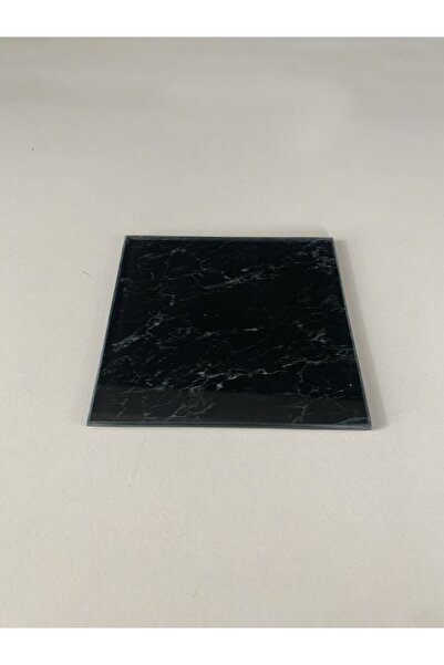 Saban 10X10Cm - Black Marble, Glass Coaster - Presentation Stand
