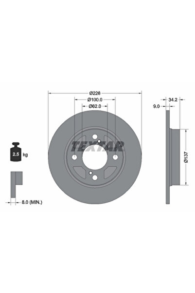 TEXTAR Дискови спирачки Suzuki Baleno/Swift 5