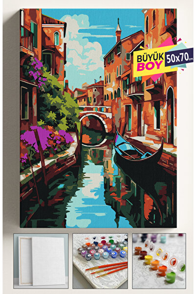 Corvo Sayılarla Boyama Seti Numaralı Tuval Fırça Boya Dahil Kasnaklı Set 50x7...