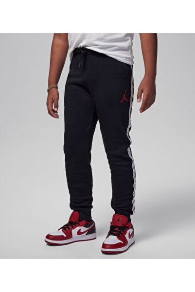 Nike Jordan Kırmızı-Beyaz Şeritli Şardonlu Siyah Çocuk Eşofman Altı 95C880