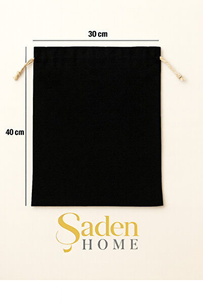 SADEN HOME AĞZI BÜZGÜLÜ SİYAH HAM BEZ KESE -TORBA-ORGANİZER-DÜZENLEYİCİ-SAKLA...