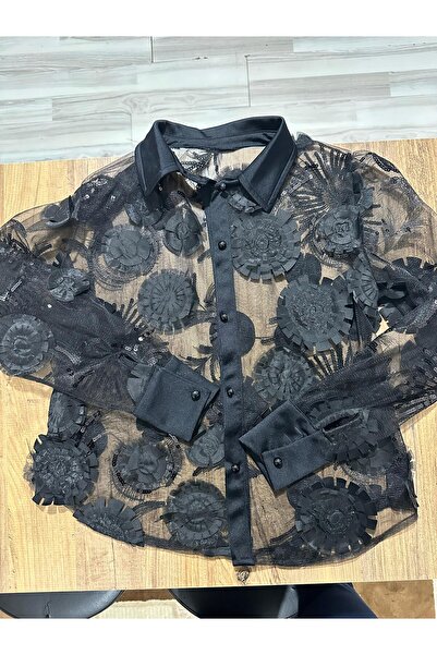 Cherry Lane 3D прозрачна тюлена блуза с флорални мотиви