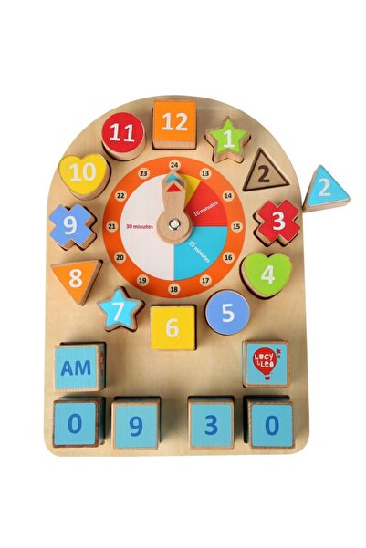 Lucy&Leo Wooden puzzle with clock and different shapes