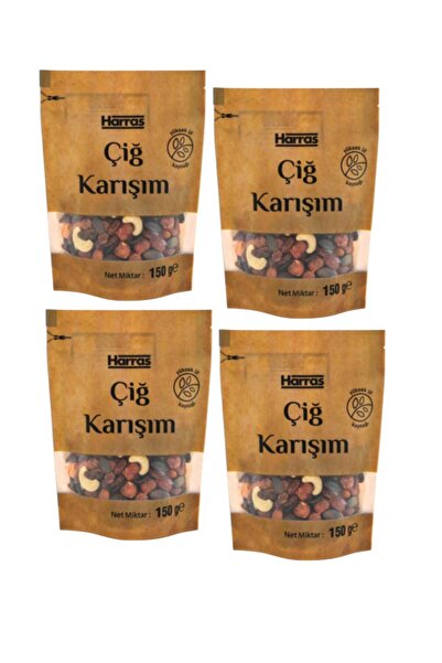 Harras Yerli Yüksek Protein Çiğ Karışık Kuruyemiş Fit Karışım 4 Adet X 150 gr