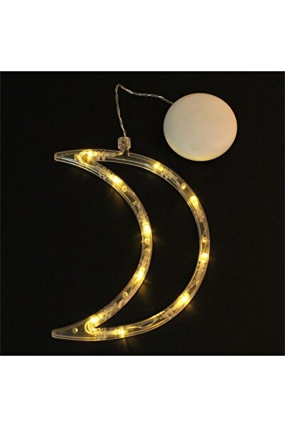 Flippy Luminous Christmas Decoration in the shape of a Moon, 18.5x12 cm, with Suction Cup, Warm White,