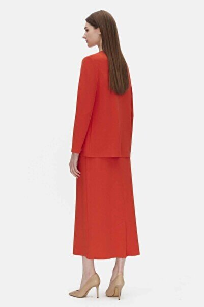MISS DALIDA Düz Renk A Kesim Triko Kırmızı Etek