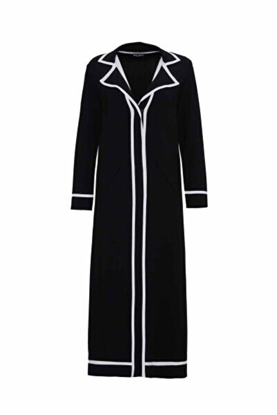 MISS DALIDA Erkek Yaka Uzun Triko Siyah Hırka