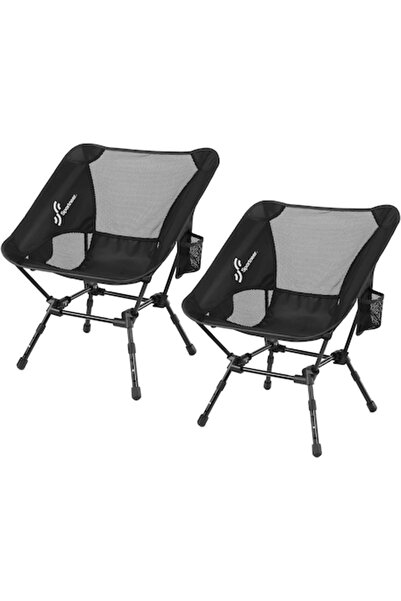 Sportneer Set de 2 scaune portabile de camping cu înălțime reglabilă, negru