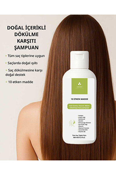 AKERD COSMETİCS Şampuan Doğal İçerikli Dökülme Karşıtı Besleyici Argan Yağlı ...