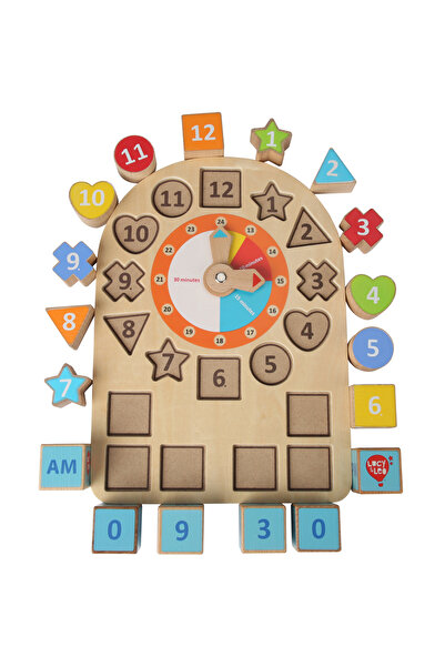 Lucy&Leo Wooden puzzle with clock and different shapes
