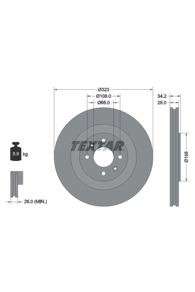TEXTAR Disc Frana Citroen DS3 Ds Ds 3