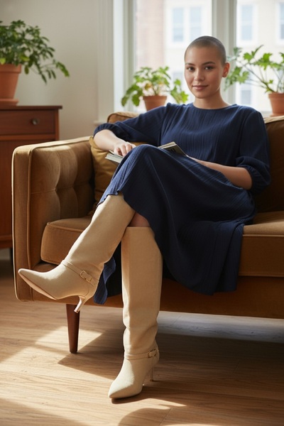 akerler حذاء نسائي كاجوال بكعب صغير من جلد النوبوك باللون الأسود HMN87001