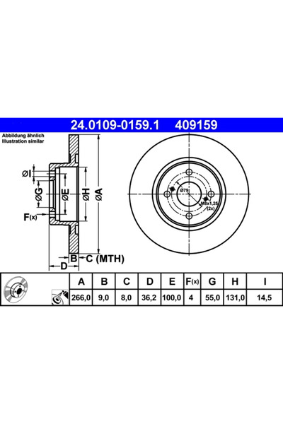 Ate Set Discuri Frana Toyota Corolla 1991-2002