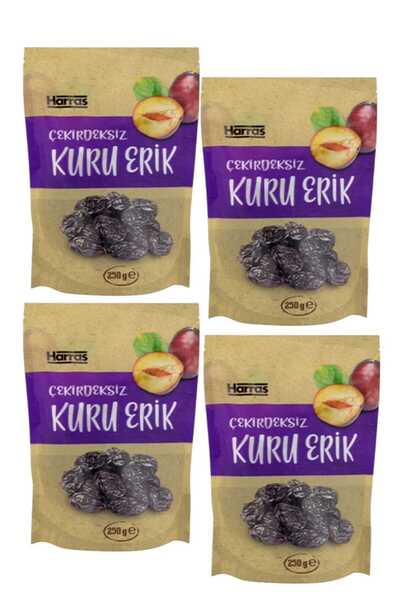 Harras Çekirdeksiz Kuru Erik 4'lü Paket | Lezzetli & Doğal Atıştırmalık | 4 Adet X 175 gr