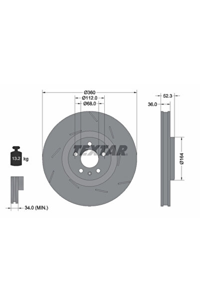 TEXTAR Спирачен диск за Porsche Macan