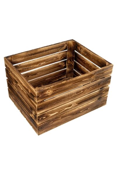 PLAYER COM Wooden Crate from Burnt Pine 'Sumedru' 50 x 40 x 30 cm
