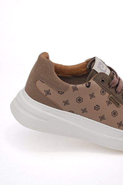 Pierre Cardin Brown Patterned High Sole Men's Sneaker – Stylish and Comfortable Casual Shoes