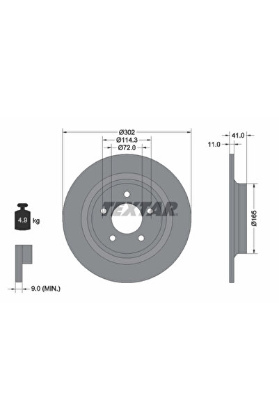 TEXTAR Disc Frana Mazda 5/Biante/Premacy Nissan Lafesta
