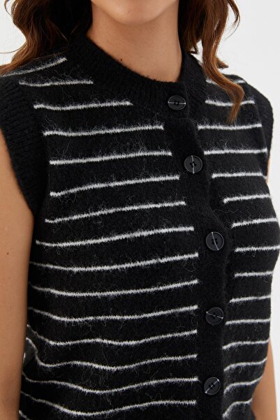 Shopping Shop Striped Knitwear Vest Blouse Black