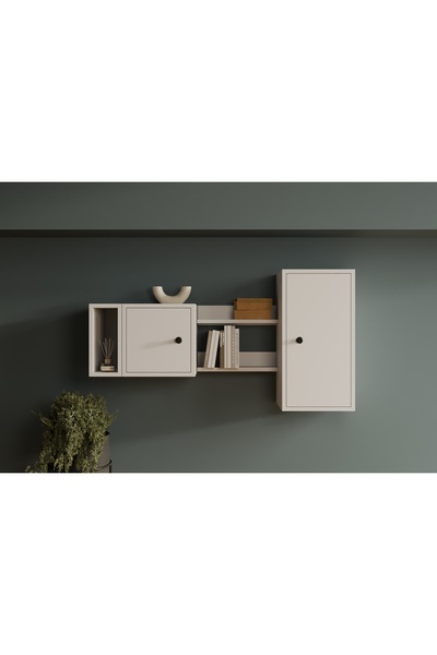 Nettrends Asimetrik Duvar Ünitesi 2 Kapaklı Kapalı ve Açık Bölmeli Organizer ...