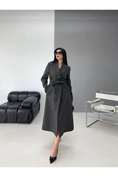 Bella Breeze Women's Premium Imported Fabric Tie-Up Belted Cashmere Coat