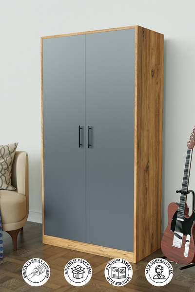 Hediyeler Kapında Calista Gardırop 5 Raflı 2 Kapaklı Askılı Elbise Dolabı