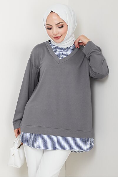 Bestenur Shirt Collar Tunic 1612 - Anthracite