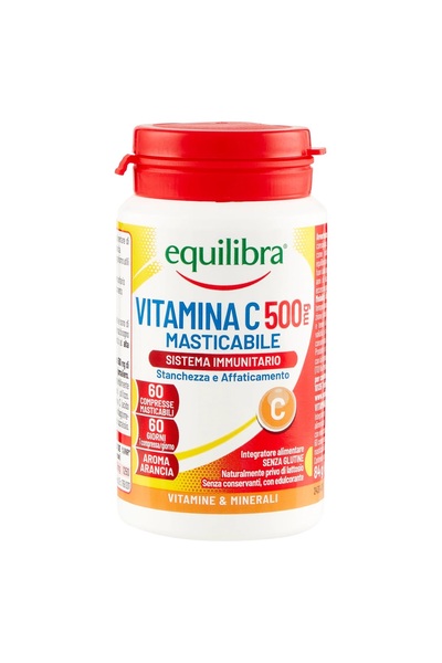 Equilibra Vitamin C 500 - for immunity, oxidative stress, fatigue, 60 chewable tablets